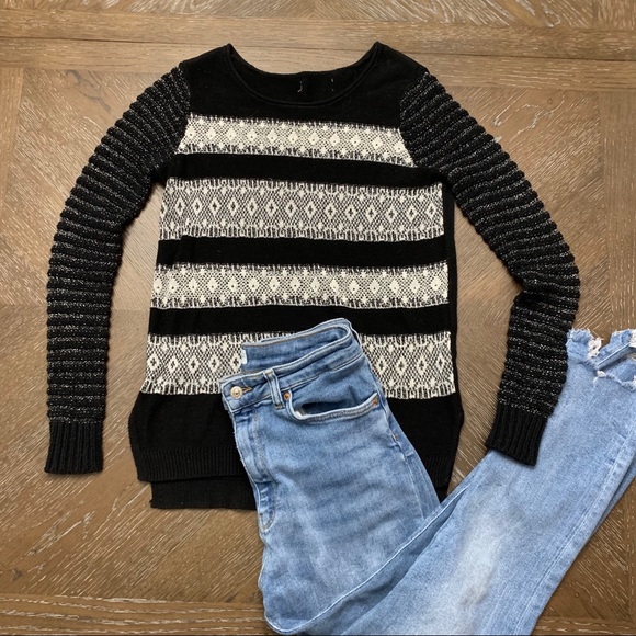 Princess Vera black, silver & cream fair isle pullover sweater Size S - Picture 2 of 8